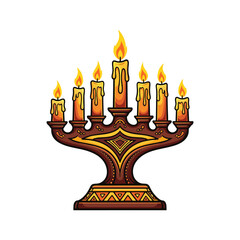decorative kinara candle holder with white background