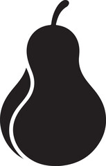 Simple black pear silhouette on a clean white background