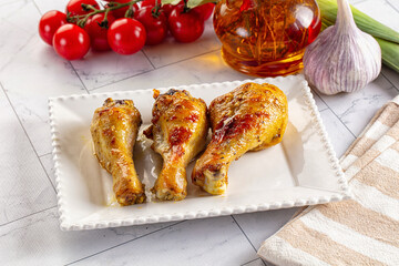 Roasted chicken drumstick with spices