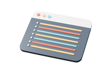 3d website browser window icon. website layout concept. Minimal cartoon web page ui ux panel for website header banner. isolated on white background. 3d render.