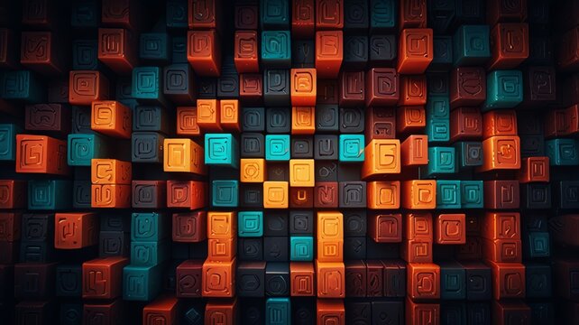 Abstract colorful cubes background, digital art, textured, vibrant, geometric pattern, futuristic design