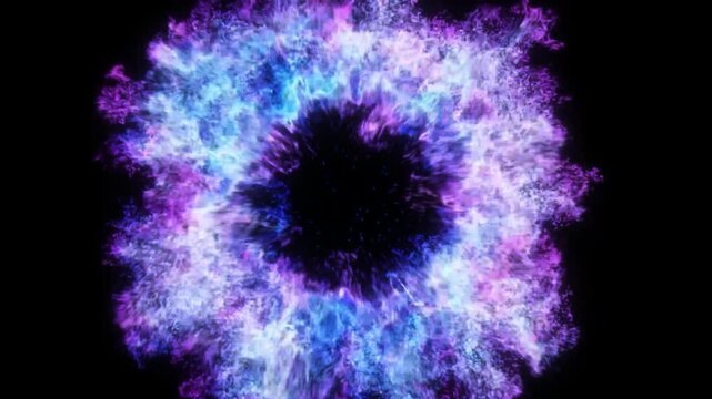 Mix color fire ring effect expulsion video in black background .3d animated video in 4k