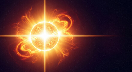 Fototapeta premium A brilliant star radiating intense light and energy across the vast cosmic expanse