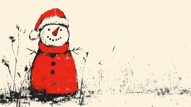 Minimal rustic snowman graphic for creative winter poster and branding needs