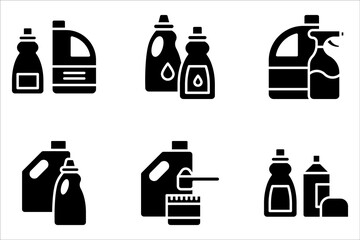 Cleaning products line icon set, grocery store and household vector icon on white background