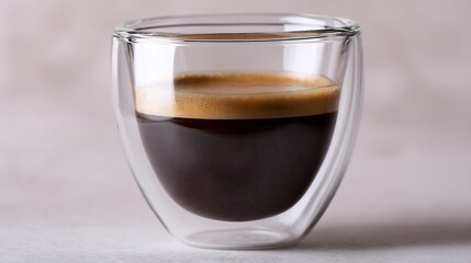 Espresso shot in glass Coffee break.