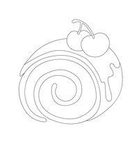 cute cake and peacock  coloring page for kids