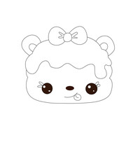 cute cake and peacock  coloring page for kids