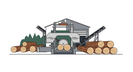 Logging machinery with stacked logs in a forestry environment