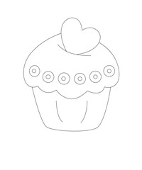 cute cake and peacock  coloring page for kids