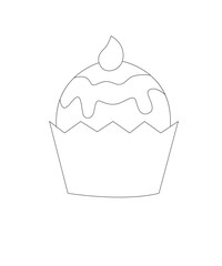 cute cake and peacock  coloring page for kids