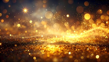 Obraz premium A shimmering golden bokeh background creating a warm, elegant, and festive atmosphere perfect for celebrations and decorative designs.