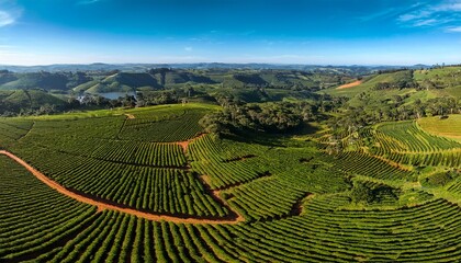 Aerial View Coffee Plantation In Minas Gerais State Brazil