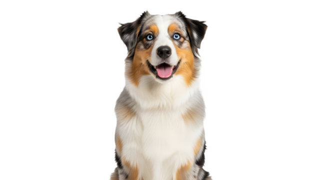 Portrait of a smiling australian shepherd dog face on transparent background - Powered by Adobe