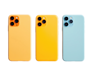 A Colorful Collection of Smartphones Showcasing Vibrant Hues and Sleek Designs that Appeal to Tech Enthusiasts and Style Connoisseurs Alike isolated on transparent background 
