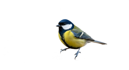 A great tit perched on transparent background