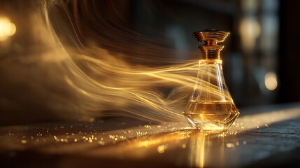Golden Perfume Bottle Luxury Fragrance Beauty.