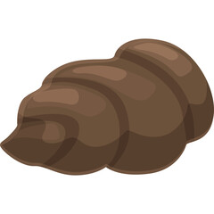 Brown Swirl Shaped Seashell with Smooth Texture on Transparent Background Perfect for Aquatic Themes and Marine Life Illustrations