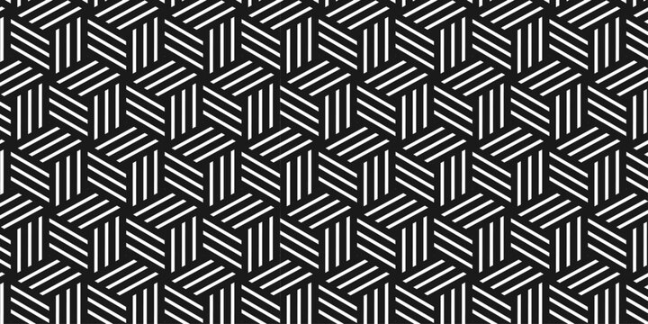 Geometric black and white gradient seamless overlap triangle fabric lap ornament decoration wall and floor line square mosaic floral wallpaper background.	