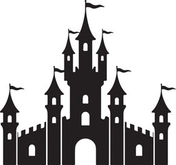 Fototapeta premium Silhouette of a Majestic Castle with Towers