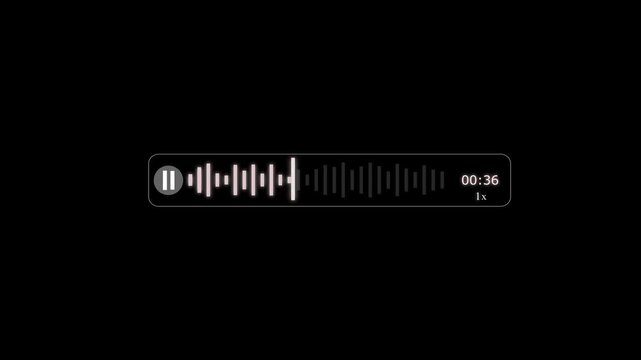 Abstract Wave Voice Animation. 56 second IMO Messenger Voice Message Recording Animation, with Audio Spectrum Animation, Modern Voice Wave Animation on a black Background
