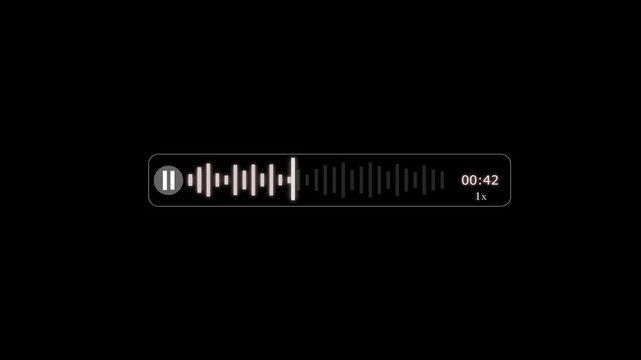 Abstract Wave Voice Animation. 1 minute 05 second IMO Messenger Voice Message Recording Animation, with Audio Spectrum Animation, Modern Voice Wave Animation on a black Background