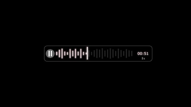 Abstract Wave Voice Animation. 1 minute 19 second IMO Messenger Voice Message Recording Animation, with Audio Spectrum Animation, Modern Voice Wave Animation on a black Background