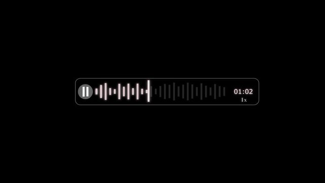 Abstract Wave Voice Animation. 1 minute 35 second IMO Messenger Voice Message Recording Animation, with Audio Spectrum Animation, Modern Voice Wave Animation on a black Background