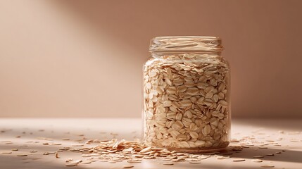 Oatmeal in Jar Healthy Food Breakfast.