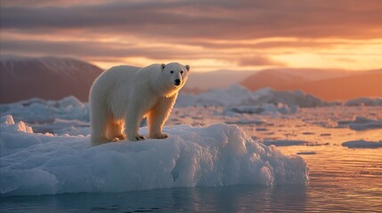 Polar Bear Iceberg Arctic Sunrise Wildlife.