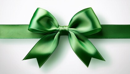 Elegant Green Satin Ribbon Bow Isolated On Transparent Background
