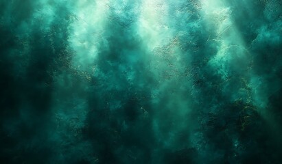 Abstract underwater texture with light rays and murky green hues background