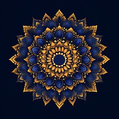 Intricate gold and blue mandala design