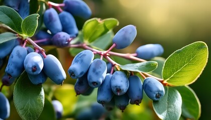 Honeysuckle Berries On A Bush Blue Berry