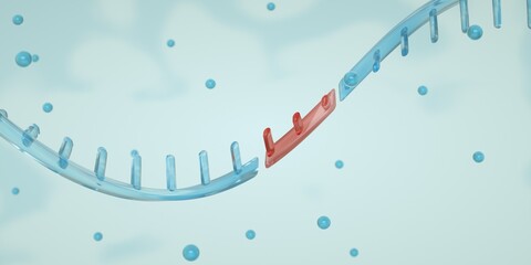 mRNA or messenger RNA. The concept of mRNA vaccine. Innovative methods to treat virus. 3d render	