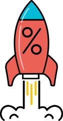 Rocket Launch with Percentage Sign Icon for Sale Promotion and Business Growth, Rocket discount, discount rocket, rockets discount, discount rockets, discount in rocket, rocket discount in space