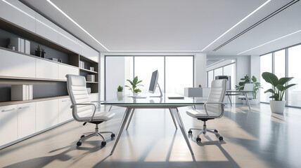 Modern Office With Glass Table And Chairs