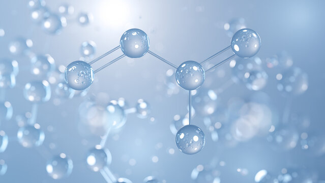 dinitrogen trioxide molecular structure 3d, reactive inorganic oxide structural chemical formula view from a microscope