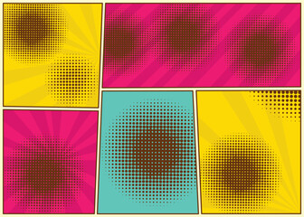 Comic book page divided by lines, retro background mock-up, comics template, vector illustration