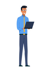 Planning talking concept. Business meeting and events organizing process office working. Vector illustration with man character