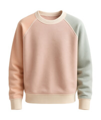 Fototapeta premium Contrast-stitched raglan sleeve sweatshirt in soft, muted colors.