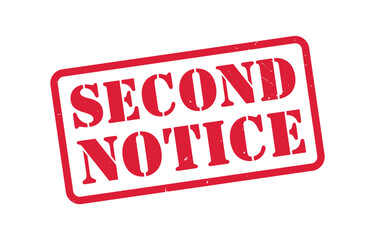 Second Notice Red Grunge Stamp, Official Reminder Rubber Seal, Distressed Follow-Up Alert Badge Vector
