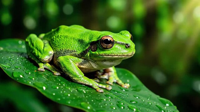 Dynamic shot emphasizing the natural ecosystem of a pond or stream, highlighting the amphibian's role within a thriving, biodiverse wetland habitat. wide shot, slow pan