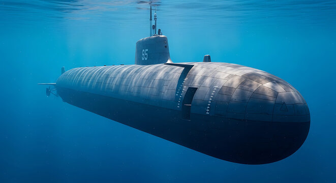 Ultra-Photorealistic US Virginia-Class Nuclear Submarine in Deep Ocean &ndash; Cinematic HDR Naval Photography