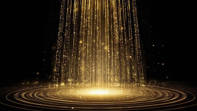 Stunning golden sparkling particles creating an enchanting visual effect on a dark background