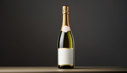 A Sleek Minimalistic Bottle Of Champagne With A Blank Label Mockup