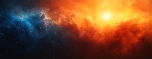 Cosmic Nebula with Swirling Blue and Fiery Orange Gas Clouds space cosmos