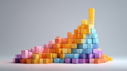 abstract composition of colorful blocks forming upward graph, symbol of startup growth and innovation