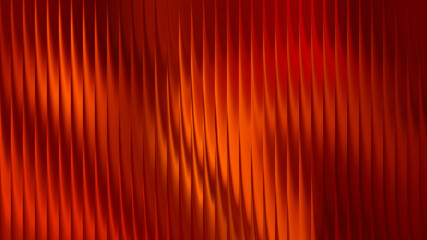 Silky iridescent ripple background with deep red-orange gradient waves, smooth ribbed folds, glass-like shimmer, and molten metallic flow—ideal for covers, posters, and digital design. © Boldmadroxx