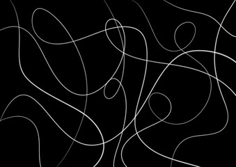 Abstract white flowing lines on black background 